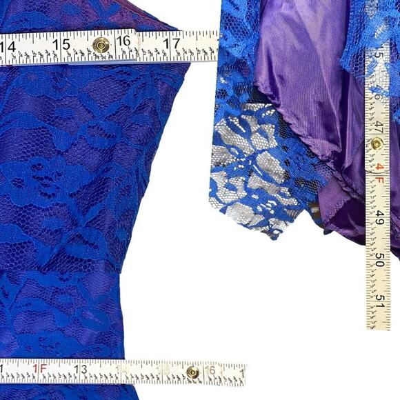 Vintage Lace Prom Dress S 80s Asymmetrical Quinceanera Fairy Whimsigoth FLAW - Picture 7 of 14